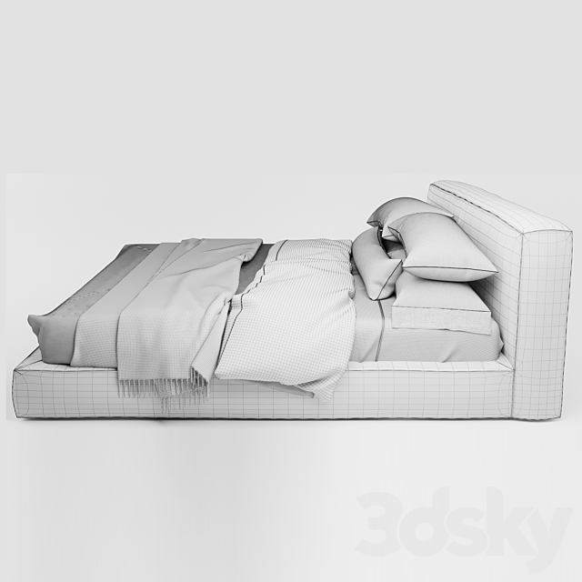 Cloud Platform Slipcovered bed | RH bed with bedding 3DSMax File - thumbnail 2