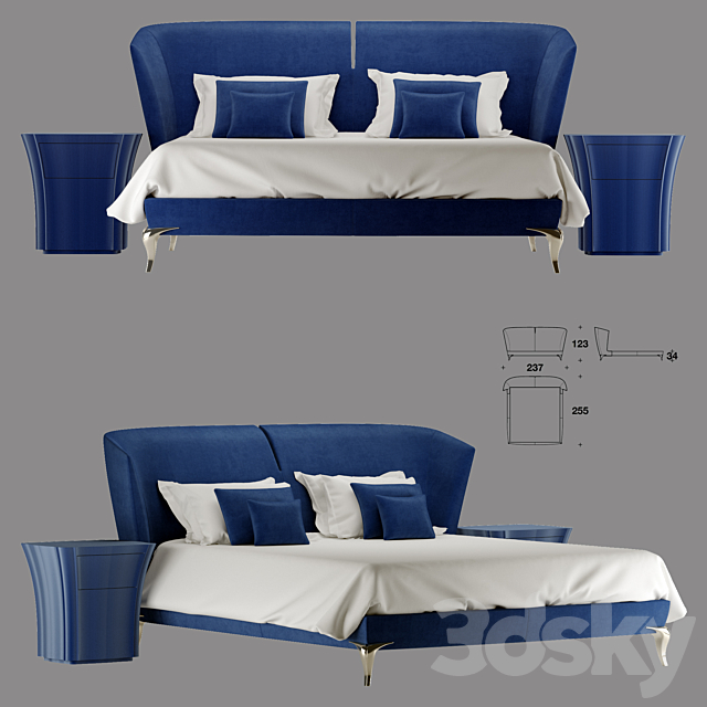 CONTOUR bed blue 3DSMax File - thumbnail 1