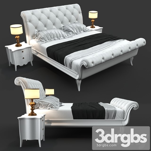 Cortezari gaston bed sofia bedside & lamp 2 3dsmax Download - thumbnail 1