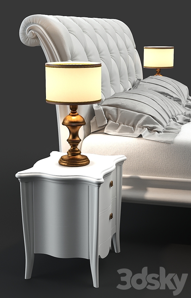 CorteZari Gaston bed Sofia bedside & lamp 3DS Max Model - thumbnail 2