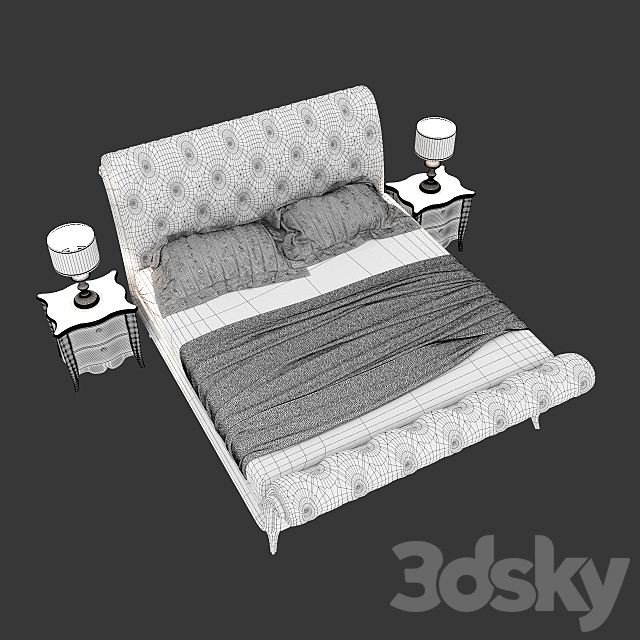 CorteZari Gaston bed Sofia bedside & lamp 3DS Max Model - thumbnail 3