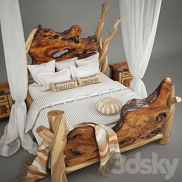 Country Bed 3ds Max - thumbnail 2