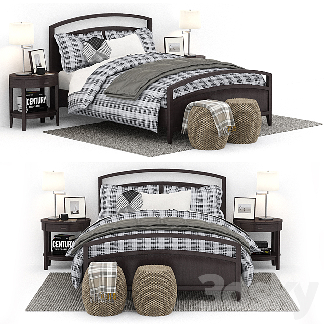 crate and barrel Arch Charcoal Queen Bed 3DSMax File - thumbnail 1