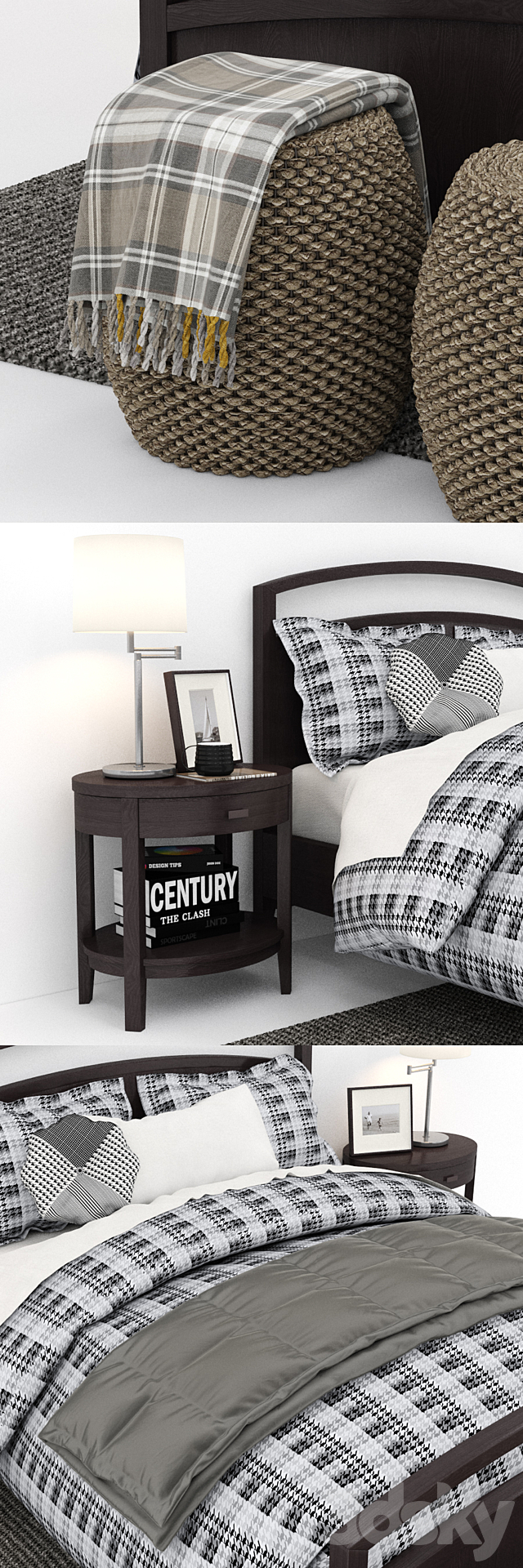 crate and barrel Arch Charcoal Queen Bed 3DSMax File - thumbnail 2