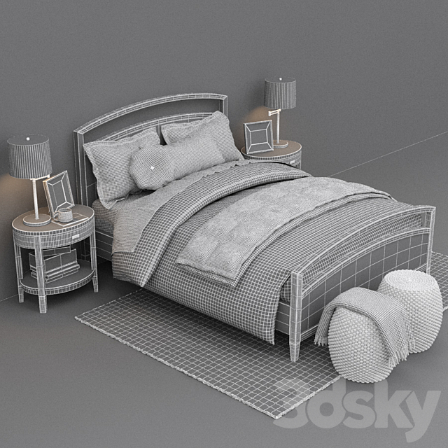 crate and barrel Arch Charcoal Queen Bed 3DSMax File - thumbnail 3