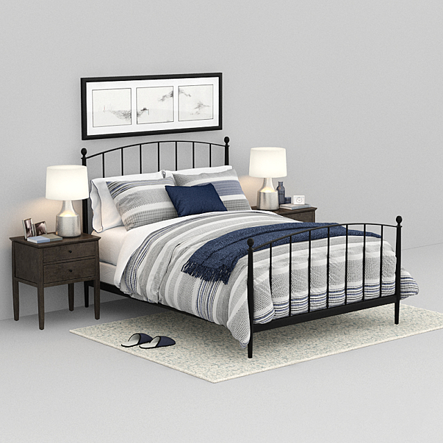 crate and barrel Mason Shadow Queen Bed 3DSMax File - thumbnail 1