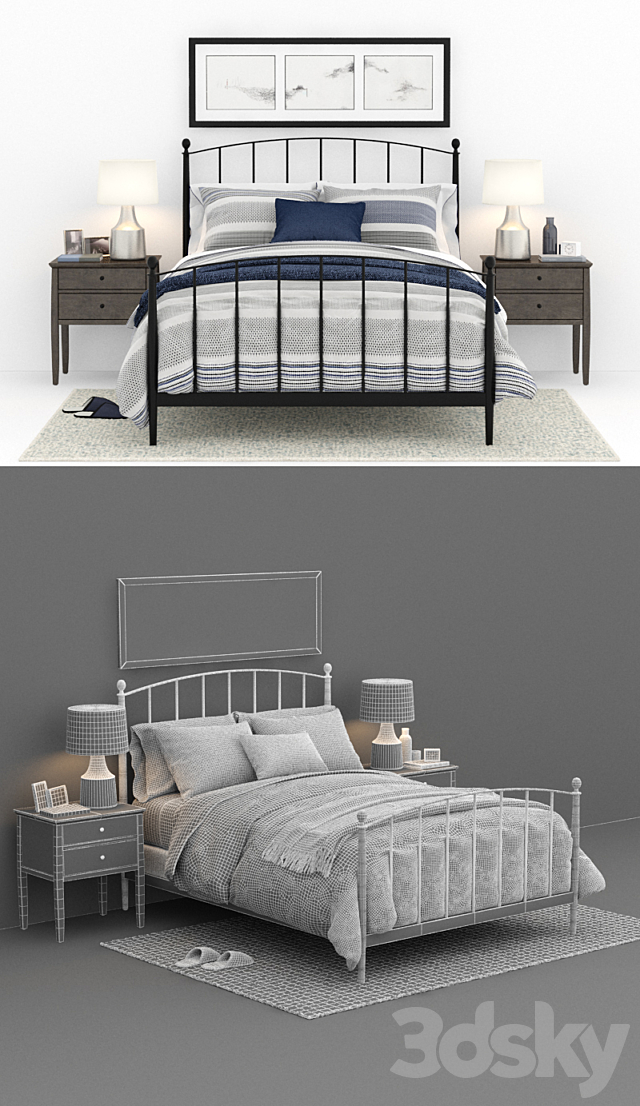 crate and barrel Mason Shadow Queen Bed 3DSMax File - thumbnail 3