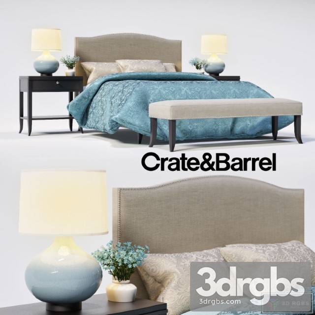 Crate Barrel Colette Bed 3dsmax Download - thumbnail 1