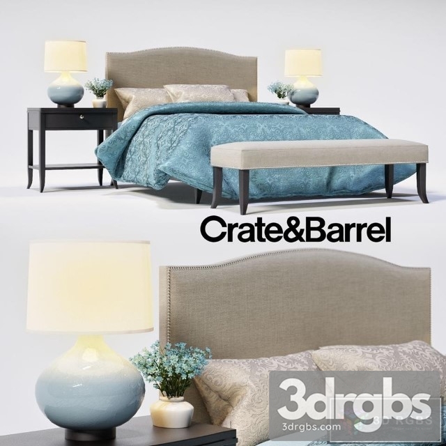 Crate Barrel Luxury Bed 3dsmax Download - thumbnail 1