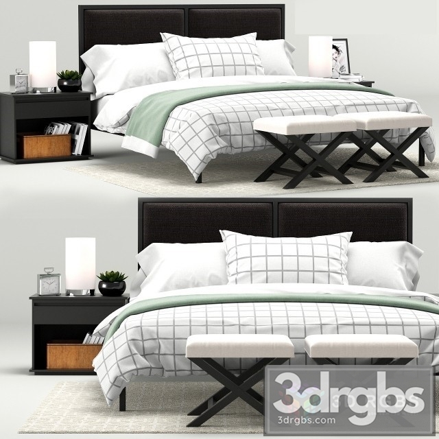 Crate Barrel Oliver Bed 3dsmax Download - thumbnail 1