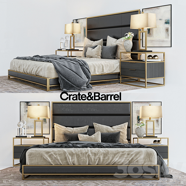 Crate & Barrell oxford collection bed 3DSMax File - thumbnail 1