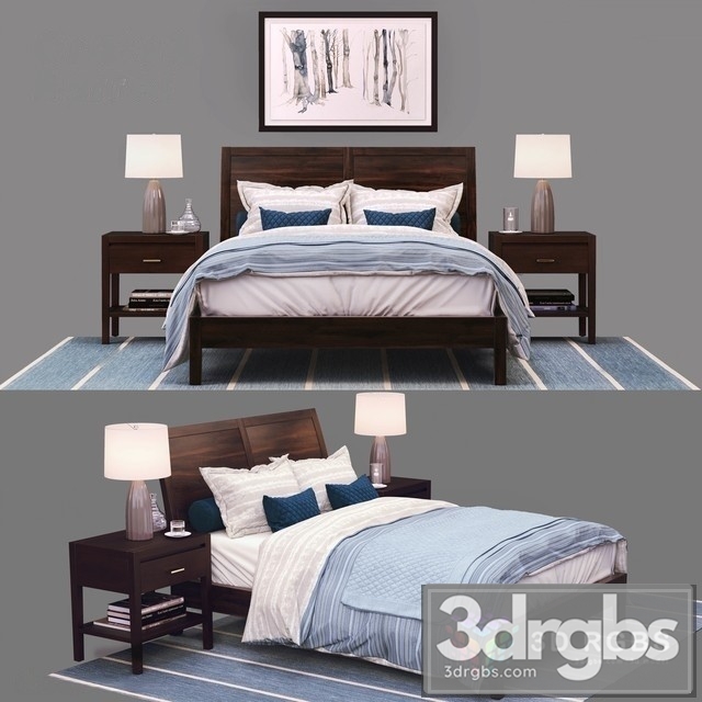 Dawson Clove Queen Sleigh Bed 3dsmax Download - thumbnail 1