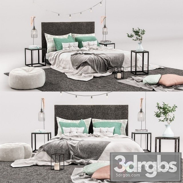 Decorative Bedroom Set 02 3dsmax Download - thumbnail 1