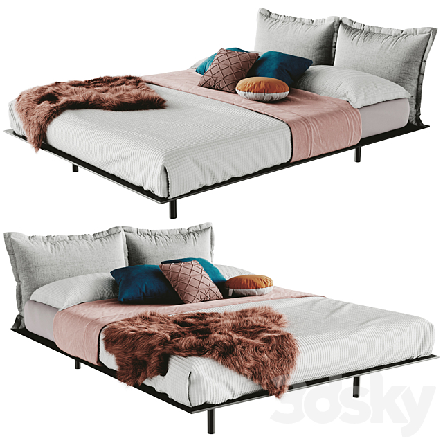 Desiree Bed Platz Fur Plaid 3DS Max Model - thumbnail 1