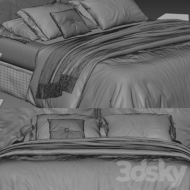 Ditre italia flann bed 3DS Max Model - thumbnail 4