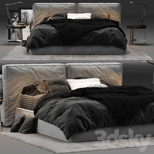 Ditre Italia Flann Bed 3DS Max Model - thumbnail 2