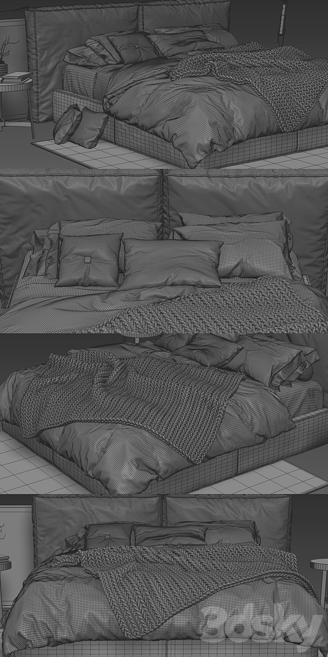 Ditre Italia Flann Bed 3DS Max Model - thumbnail 3