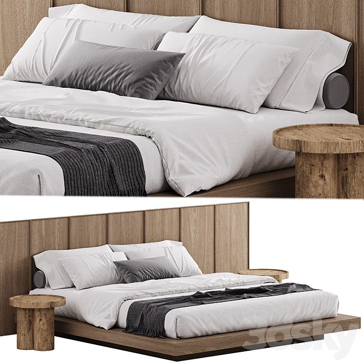 Double bed 02 3DS Max Model - thumbnail 1