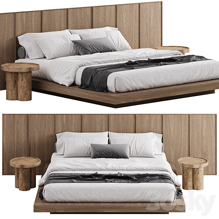 Double bed 02 3DS Max Model - thumbnail 2