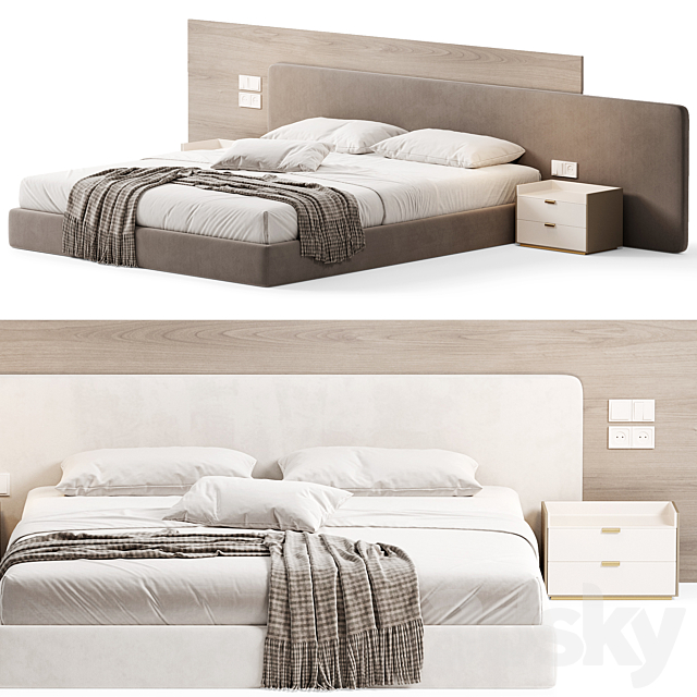 Double bed 03 3ds Max - thumbnail 3