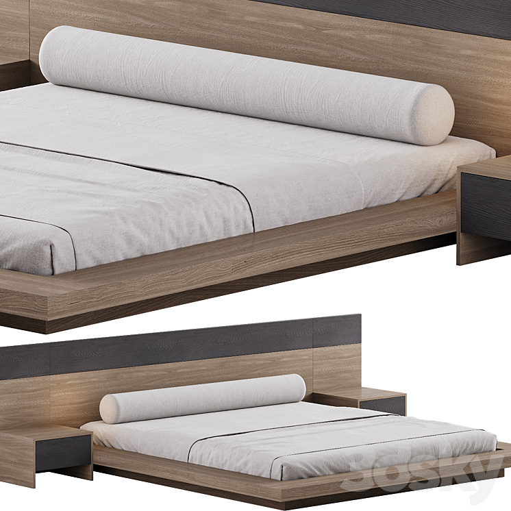 Double bed 04 3DS Max Model - thumbnail 3