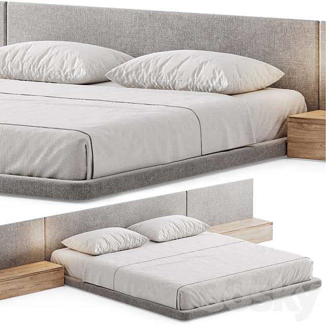 Double bed 07 3ds Max - thumbnail 1