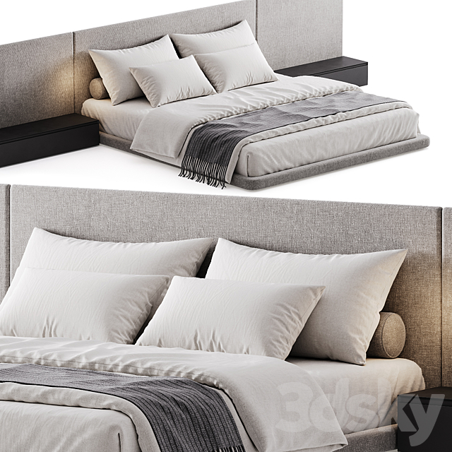 Double bed 08 3ds Max - thumbnail 1