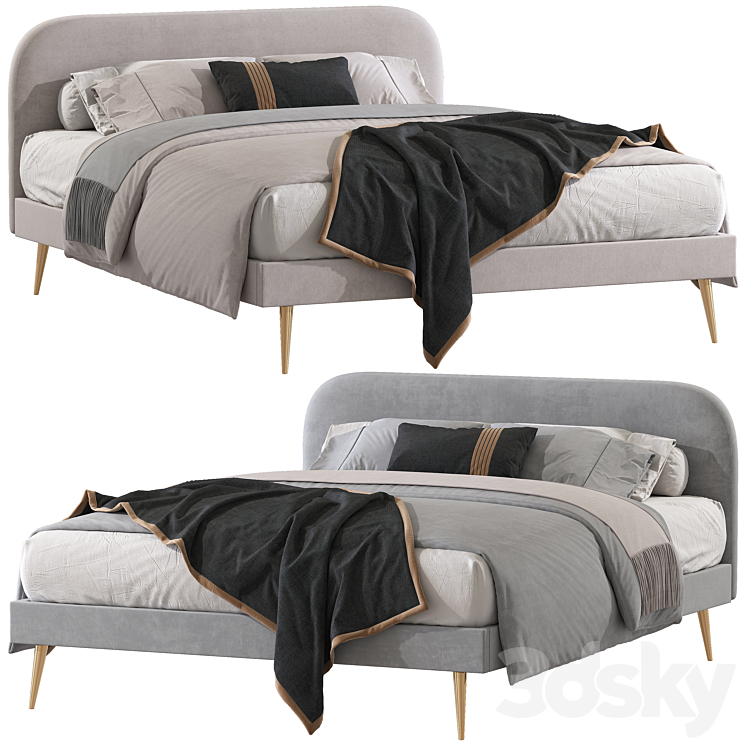 Double bed 125 3DS Max Model - thumbnail 3