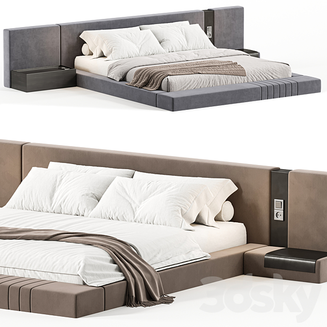 Double bed 13 3DS Max Model - thumbnail 2