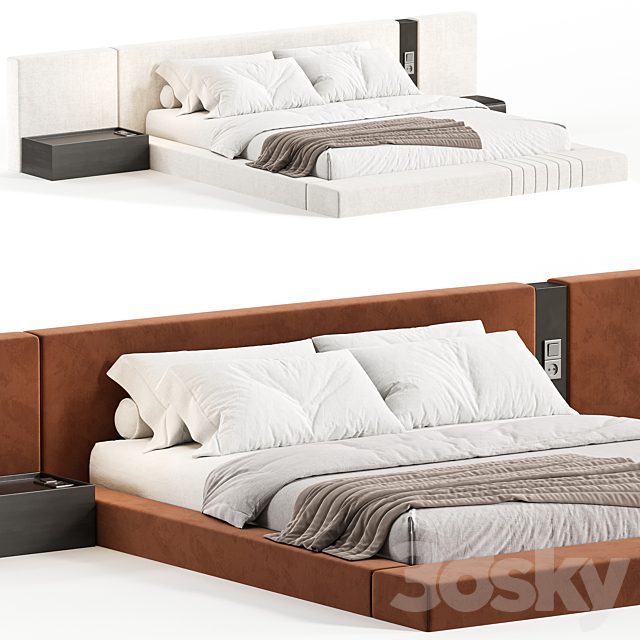 Double bed 13 3DS Max Model - thumbnail 3