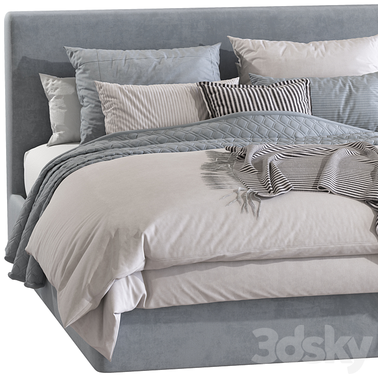 Double bed 145. 3DS Max Model - thumbnail 2