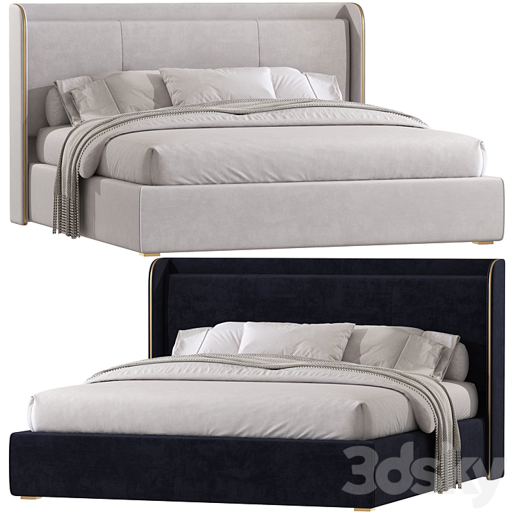 Double bed 146 3DS Max Model - thumbnail 3