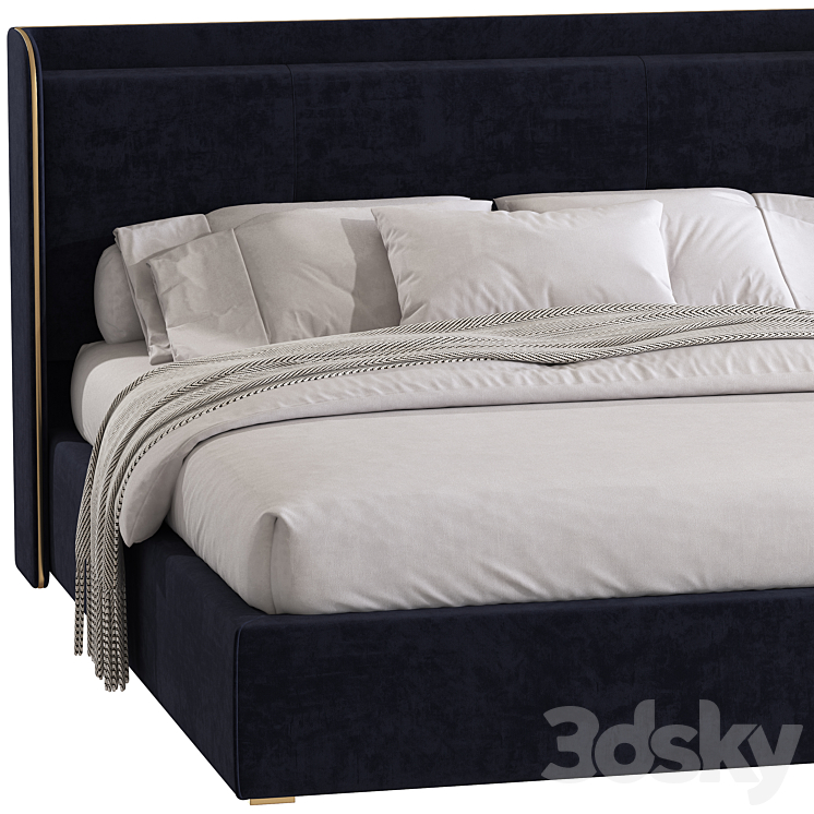 Double bed 146 3DS Max - thumbnail 2