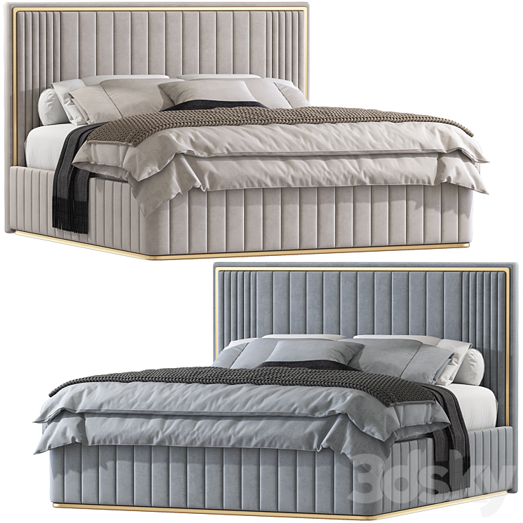 Double bed 160. 3DS Max Model - thumbnail 1