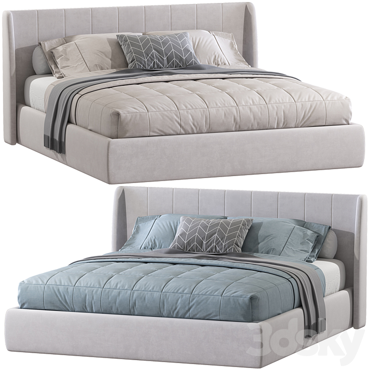 Double bed 167 3DS Max Model - thumbnail 1