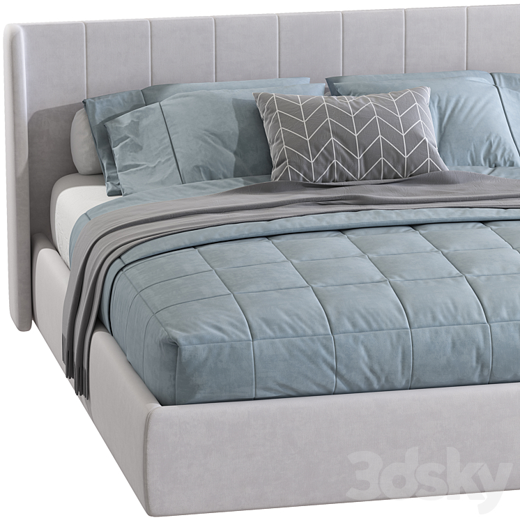 Double bed 167 3DS Max Model - thumbnail 2