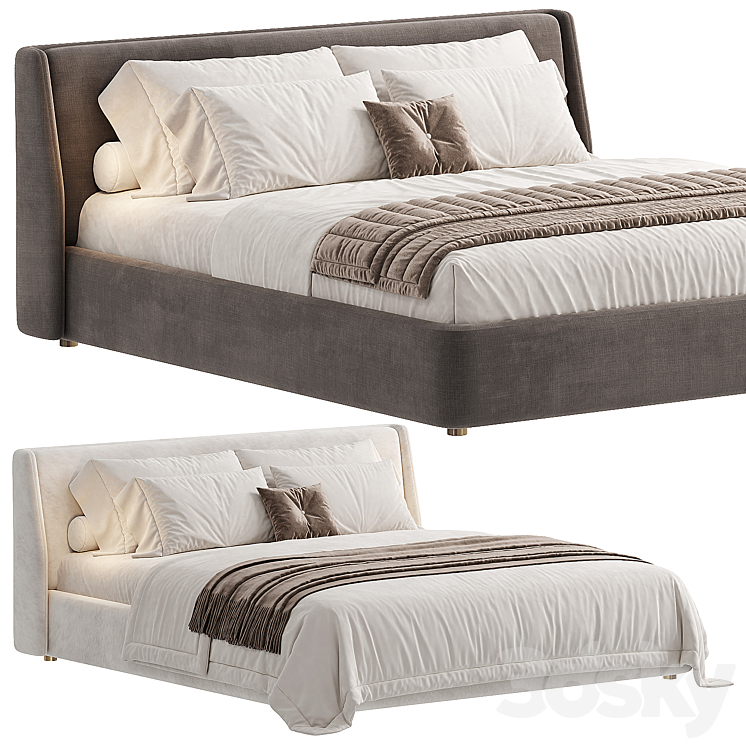 Double bed 3 Bed Vittoria area 3DS Max Model - thumbnail 1