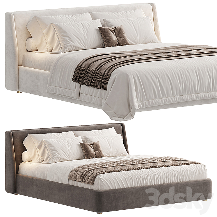 Double bed 3 Bed Vittoria area 3DS Max Model - thumbnail 2