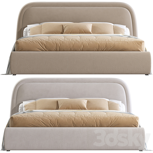 Double bed 63 3DS Max Model - thumbnail 3