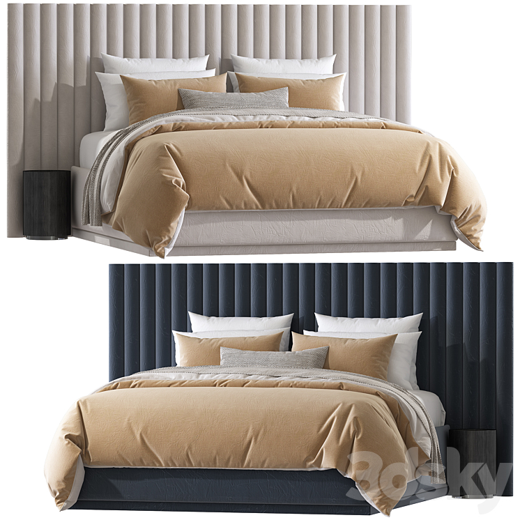 Double bed 65 3DS Max Model - thumbnail 3