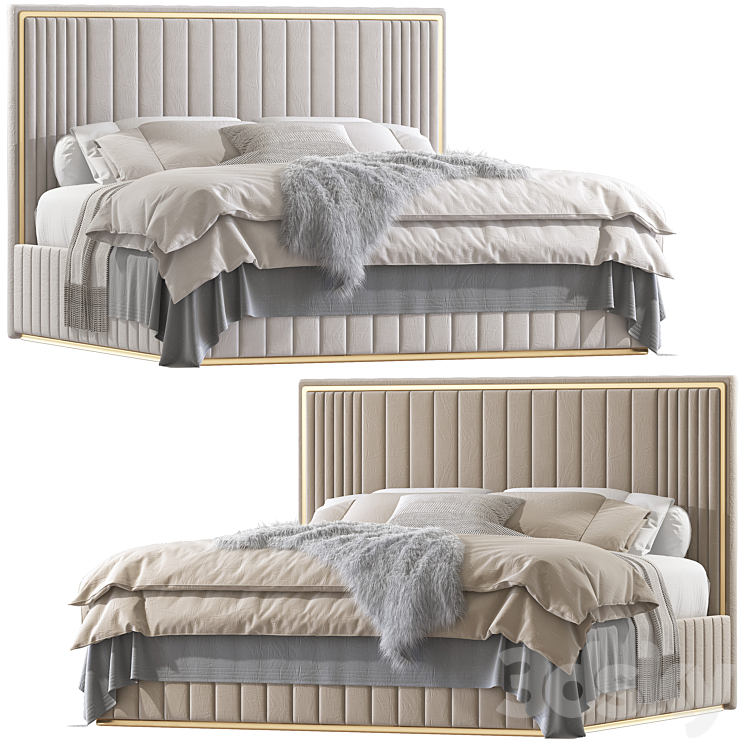 Double bed 71 3DS Max Model - thumbnail 1