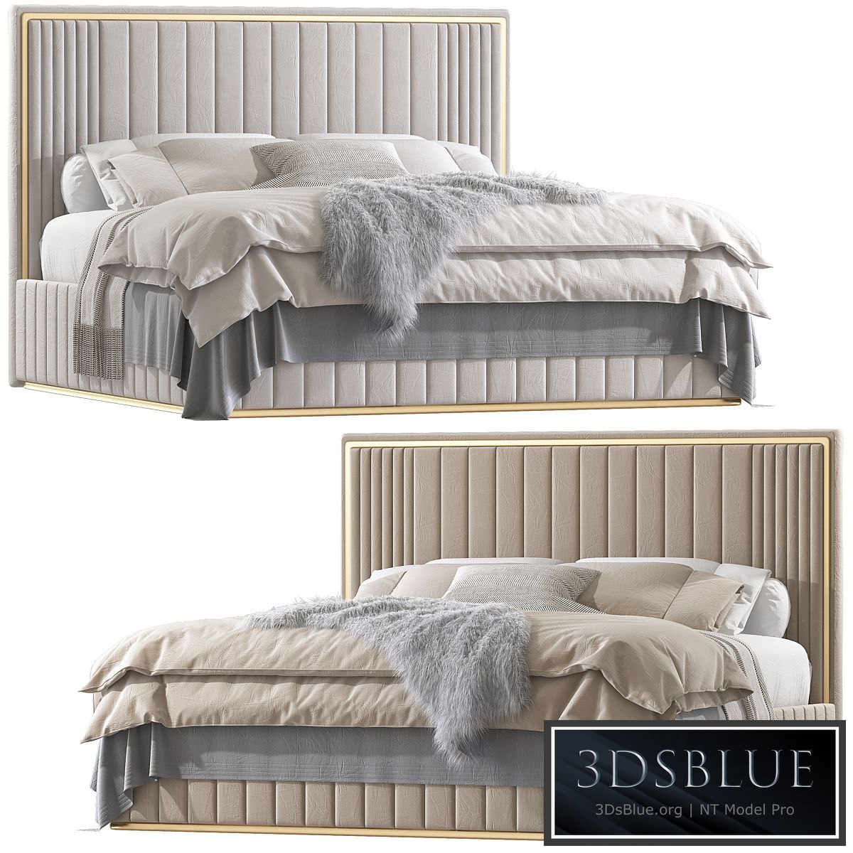 Double bed 71 3DS Max - thumbnail 3