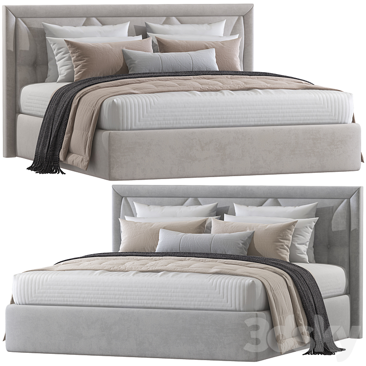 Double bed 87. 3DS Max Model - thumbnail 1