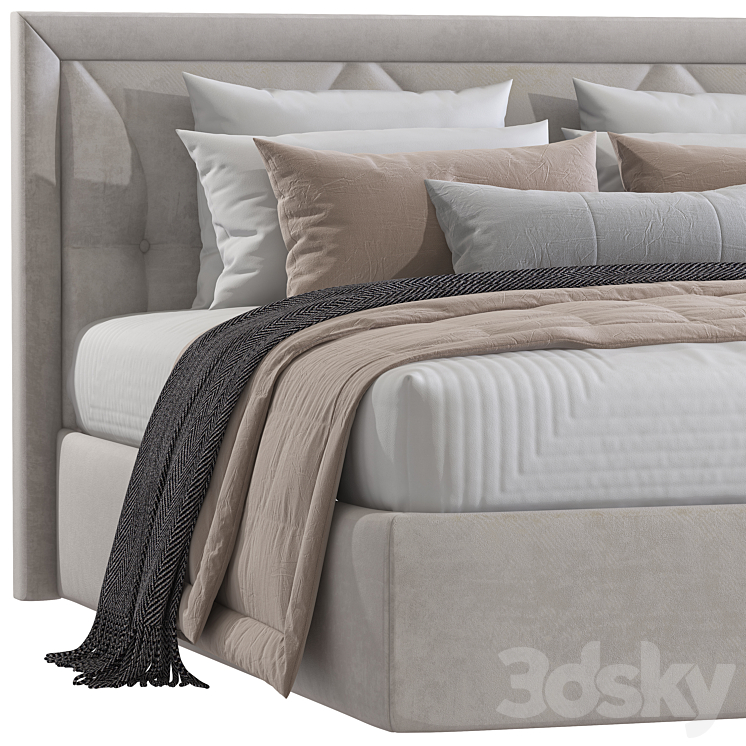 Double bed 87. 3DS Max Model - thumbnail 2