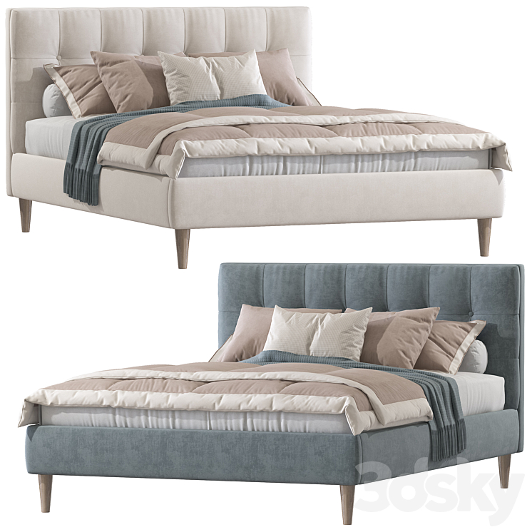 Double bed 98. 3DS Max Model - thumbnail 3