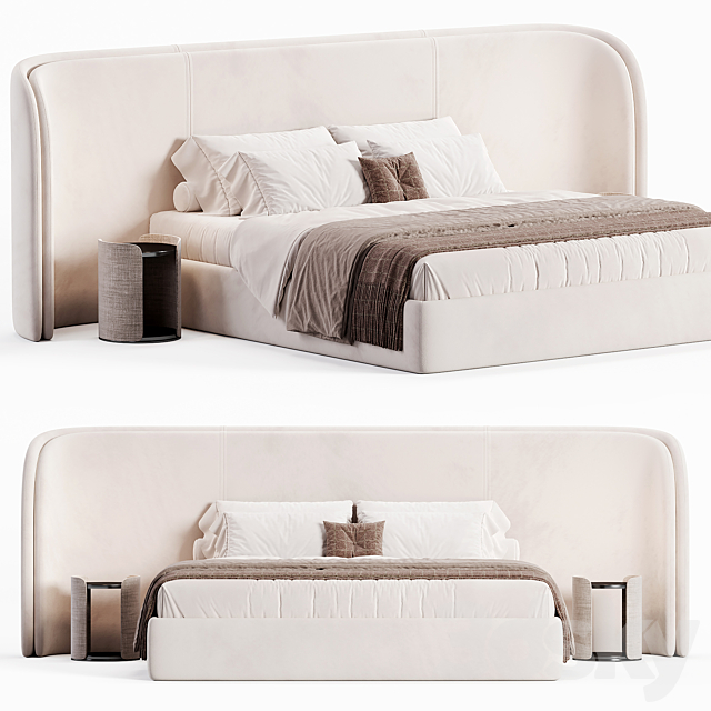 Double bed Ferrol Bed 3DS Max Model - thumbnail 3