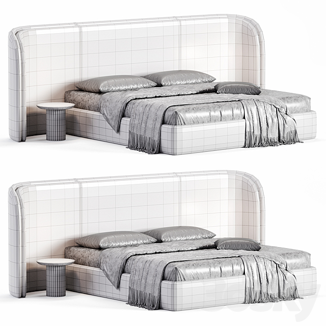 Double bed Ferrol Bed 3DS Max Model - thumbnail 6