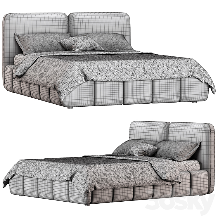 Double bed Maxmo 3DS Max Model - thumbnail 2