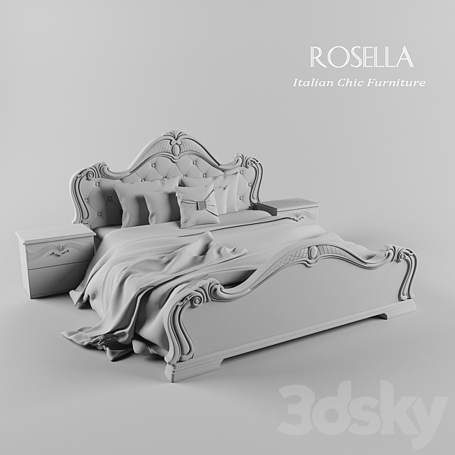 Double bed (Rosella Italy) 3DS Max Model - thumbnail 2