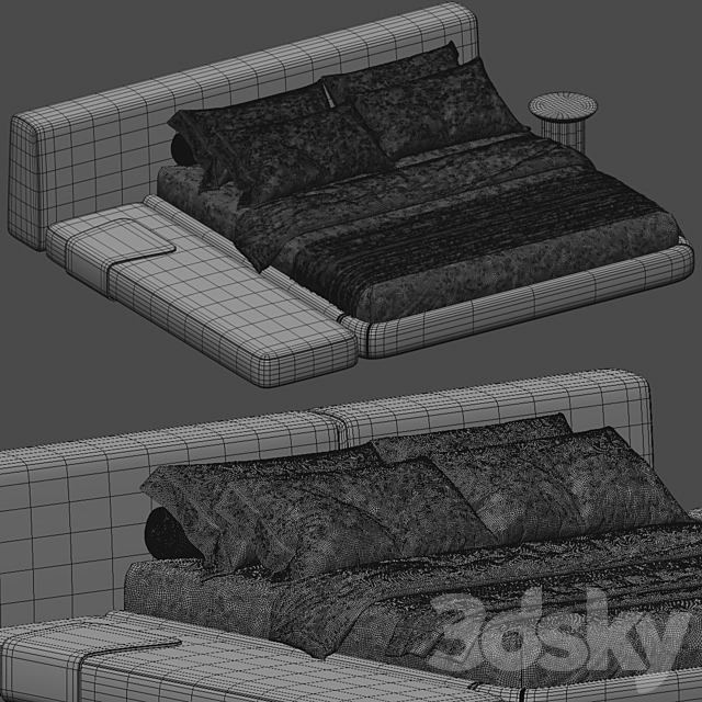 Double bed Siena 3DS Max Model - thumbnail 6